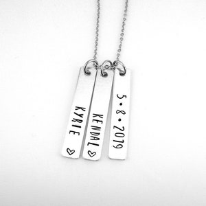 Personalized Vertical Bar Necklace, Mom Jewelry with Kids Names, Pet Name, Custom New Mother Gift with Birthdate, Anniversary Couple image 4