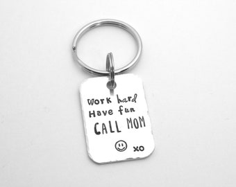College Gift for Daughter or Son, Graduation Keychain, Moving Away to School, Call Your Mom, Leaving Home Gift for Teens
