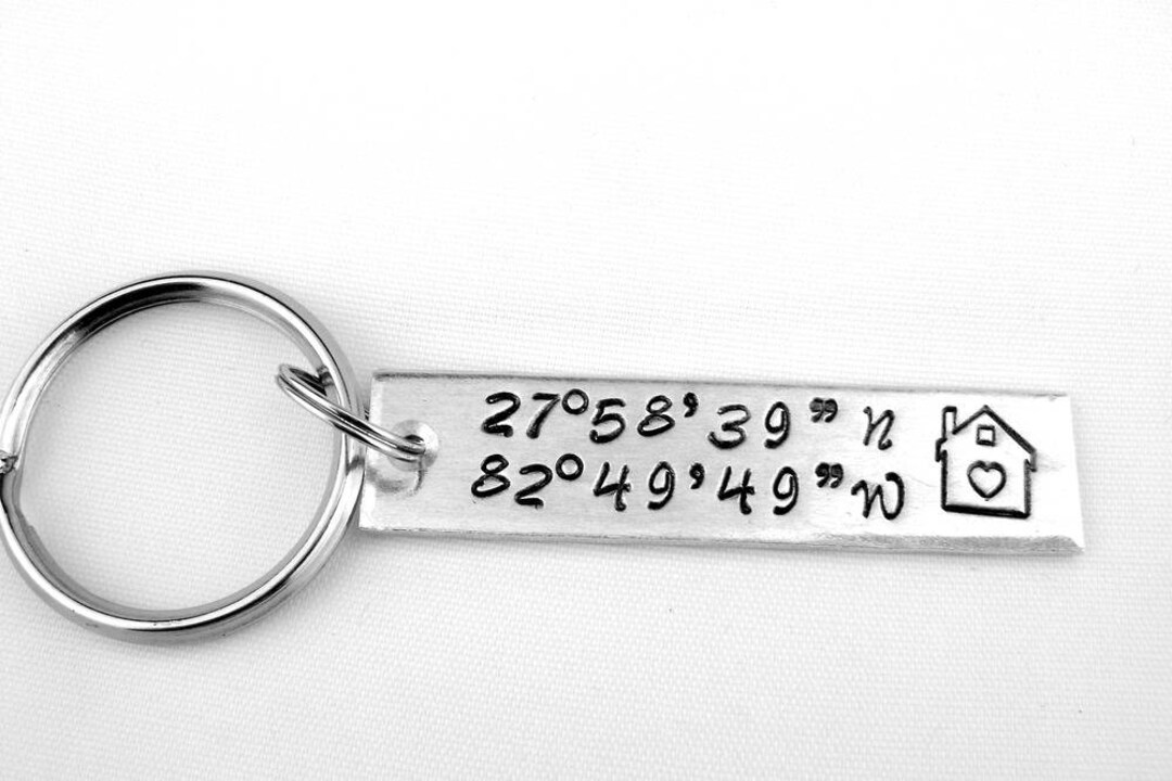 Coordinates Keychain Special Place Latitude Longitude Key Etsy