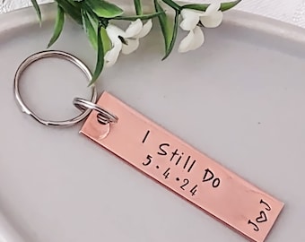 I Still Do Copper Keychain, Traditional 7th or 22nd Anniversary Gift, Personalized with Initials and Date