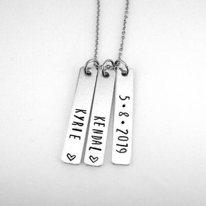 Personalized Vertical Bar Necklace, Mom Jewelry with Kids Names, Pet Name, Custom New Mother Gift with Birthdate, Anniversary Couple afbeelding 8