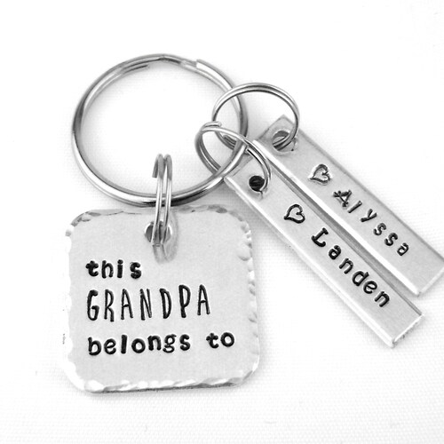 This Grandpa Belongs to Keychain Grandad Gift From Grandkids Etsy