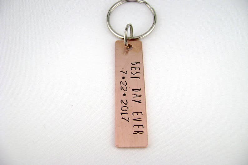 Copper Anniversary Gift Best Day Ever Keychain Personalized Etsy