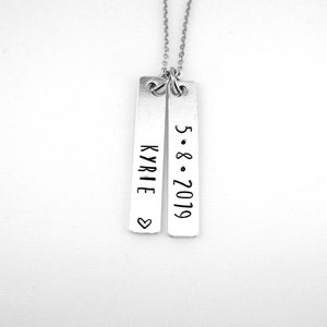 Personalized Vertical Bar Necklace, Mom Jewelry with Kids Names, Pet Name, Custom New Mother Gift with Birthdate, Anniversary Couple image 3
