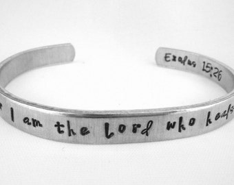 For I Am the Lord Who Heals You Exodus 15:26 Bible Verse Bracelet, Scripture Cuff, Christian Encouragement Gift