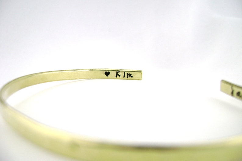 Bridesmaid Gift, Thank You For Being My Bridesmaid Personalized Bracelet, Gold Brass Hidden Message Cuff with Names image 3