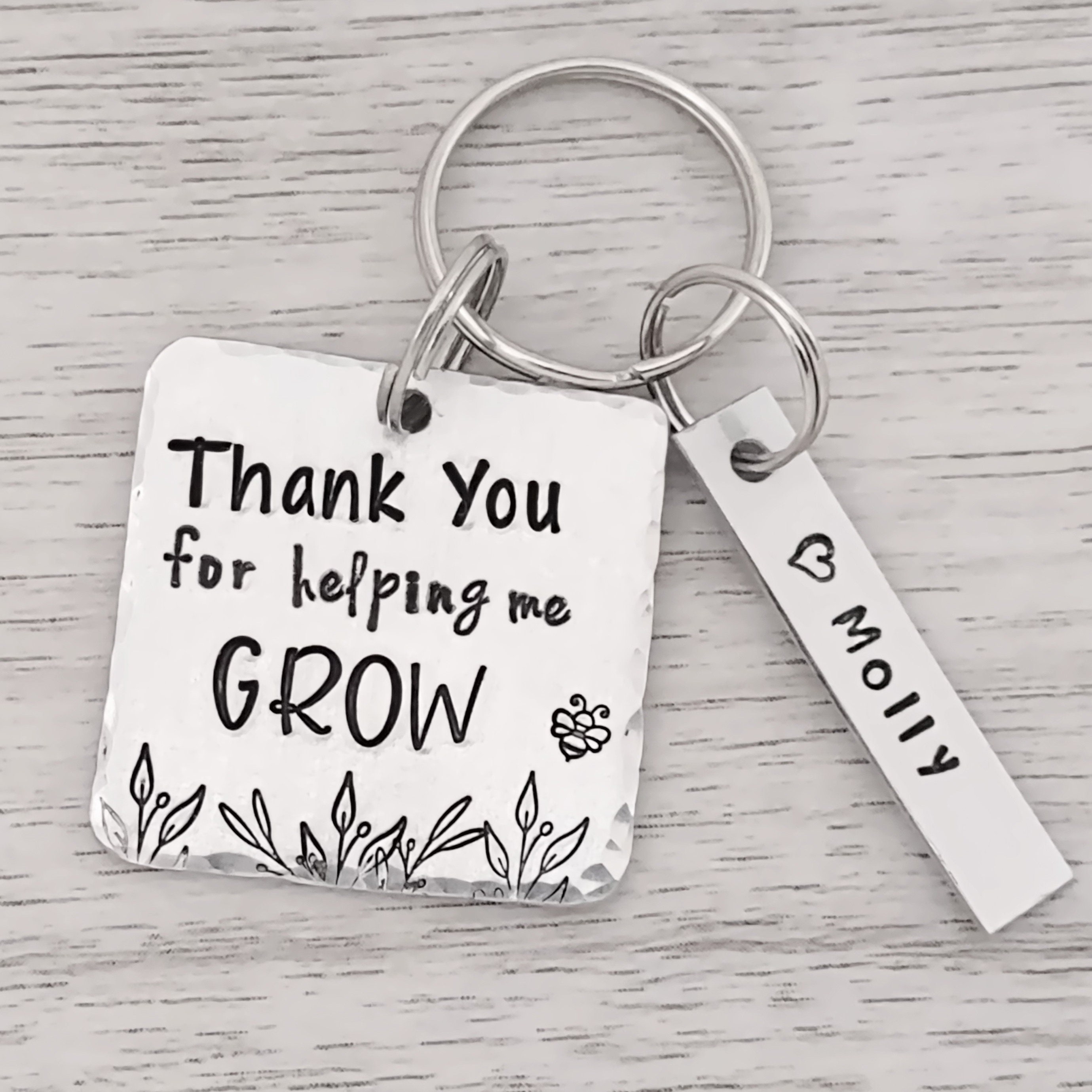 Inspirational Keychain Gift for Mom-Thank You For Helping Me Grow Love  Keychain for Her – BOSTON CREATIVE COMPANY