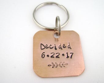 Decided Keychain, Baptism Gift for an Adult Personalized with Baptized Date, Christian Gifts for Teen
