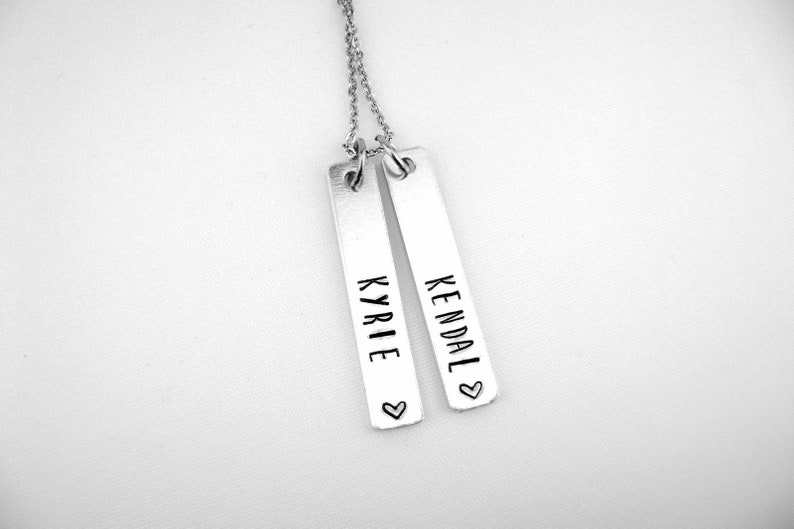 Personalized Vertical Bar Necklace, Mom Jewelry with Kids Names, Pet Name, Custom New Mother Gift with Birthdate, Anniversary Couple afbeelding 7