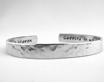 Loss of Loved One Memory Bracelet, Carried in my Heart until We Meet Again in Heaven Memorial Cuff, Sympathy Gift, Miscarriage Jewelry