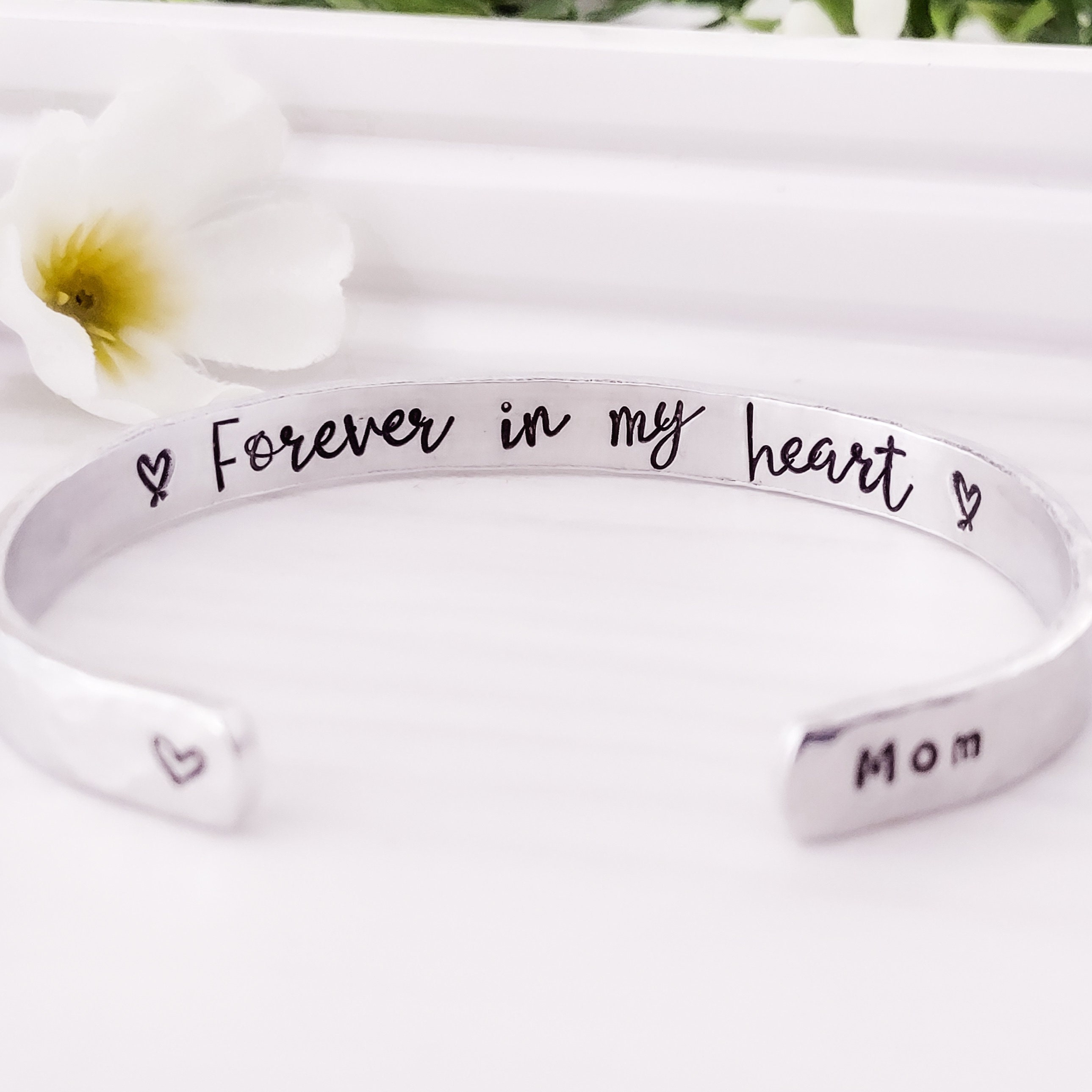 Forever in My Heart Bracelet Memorial Jewelry for Loss of Loved One Sympathy Gift Personalized With Name Hidden Message Etsy