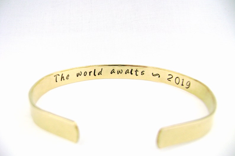 The World Awaits Personalized Bracelet Graduation Gift for image 5