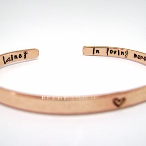 In Loving Memory Sympathy Gift, Skinny Cuff Personalized for Loss of Husband, Mother, Father, Memorial Jewelry for Miscarriage