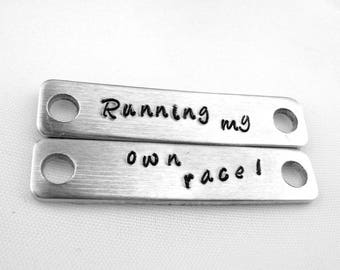 Personalized Shoe Tags, Running My Own Race, Motivational Gift, Training Accessory, Shoe Plates, Trainer Tags