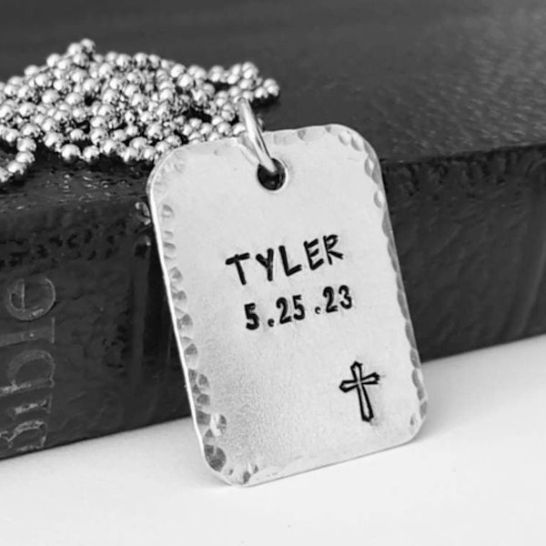 Personalized Confirmation Necklace or Keychain, Gift for Godson or Man's Baptism, First Communion,