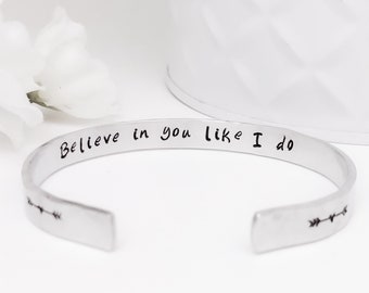 Bracelet inspirant Croyez en vous comme je le fais, cadeau de remise des diplômes, bijoux motivants avec un message caché