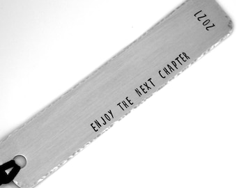 Enjoy the Next Chapter Bookmark, Graduation or Retirement Gift, Personalized Metal Bookmark for Teacher