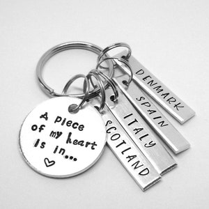 Countries Visited Keychain, Travel Lover Key Ring with Collection of Country Names, Personalized Traveller Keepsake