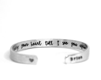 I'll Carry Your Heart Till I See You Again Bracelet, Memorial Remembrance Gift with Name of Lost Loved One