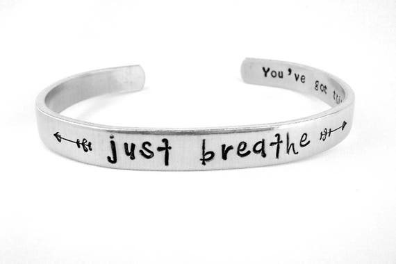 Just Breathe Breathe Bracelet Affirmation Jewelry Inspiring Bracelet Uplifting Bracelet