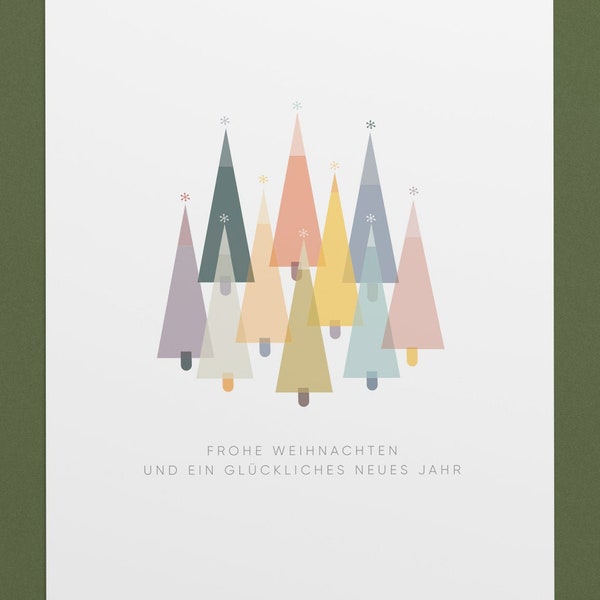 Edle Weihnachtskarte - Postkarte Tannenbaum - Skandinavisches Design