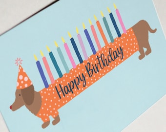HAPPY BIRTHDAY! Dachshund postcard in A6 format