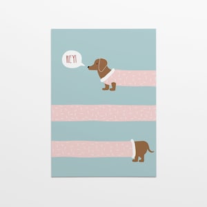 Dackelpostkarte HEY im Format A6