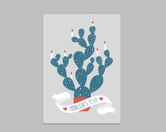 Christmas Card Cactus - Postcard Christmas