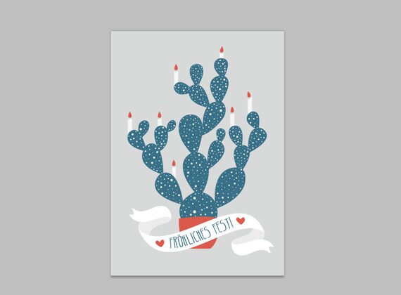 Weihnachtskarte Kaktus - Postkarte Weihnachten - Etsy.de