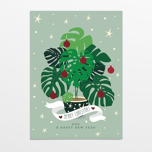 Merry Monstera! Christmas card in the format A6 - postcard Christmas