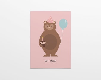 HAPPY BÄRSDAY! Postkarte im Format A6