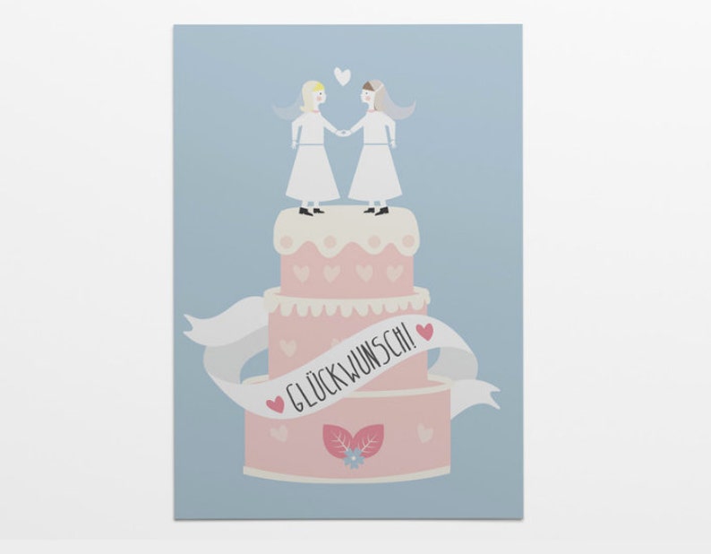 Folding card/Wedding card with cover: Lesbian wedding image 1