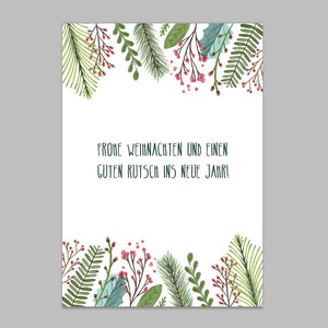 Cartolina di Natale: vischio ramo design scandinavo