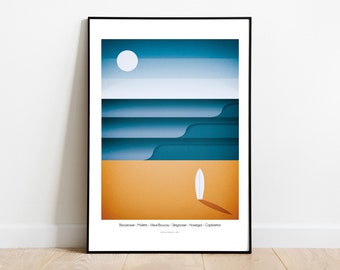 Original Posters Surf and the Landes coast  - Landes Beach Surf - Biscarrosse , Moliets , Seignosse, Vieux-Boucau , Hossegor , Capbreton