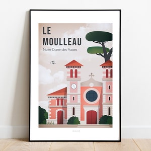 Cartel Iglesia de Moulleau, Notre Dame des Passes, Cuenca de Arcachon, Francia
