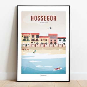 Poster Central Beach Hossegor - Landes - Aquitaine - Francia