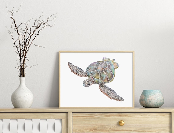 Sea Turtle Art Print Turtle Watercolor Painting Nursery | Etsy