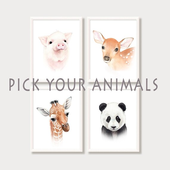 Baby Animal Art Prints Nursery Wall Art Set of 4 Painting | Etsy