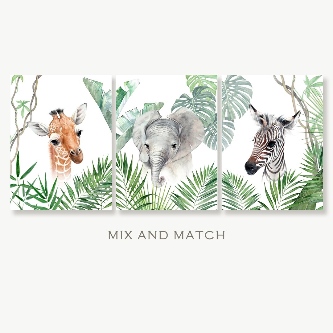 Jungle Nursery Prints Safari Nursery Décor Boy and Girl Baby Etsy