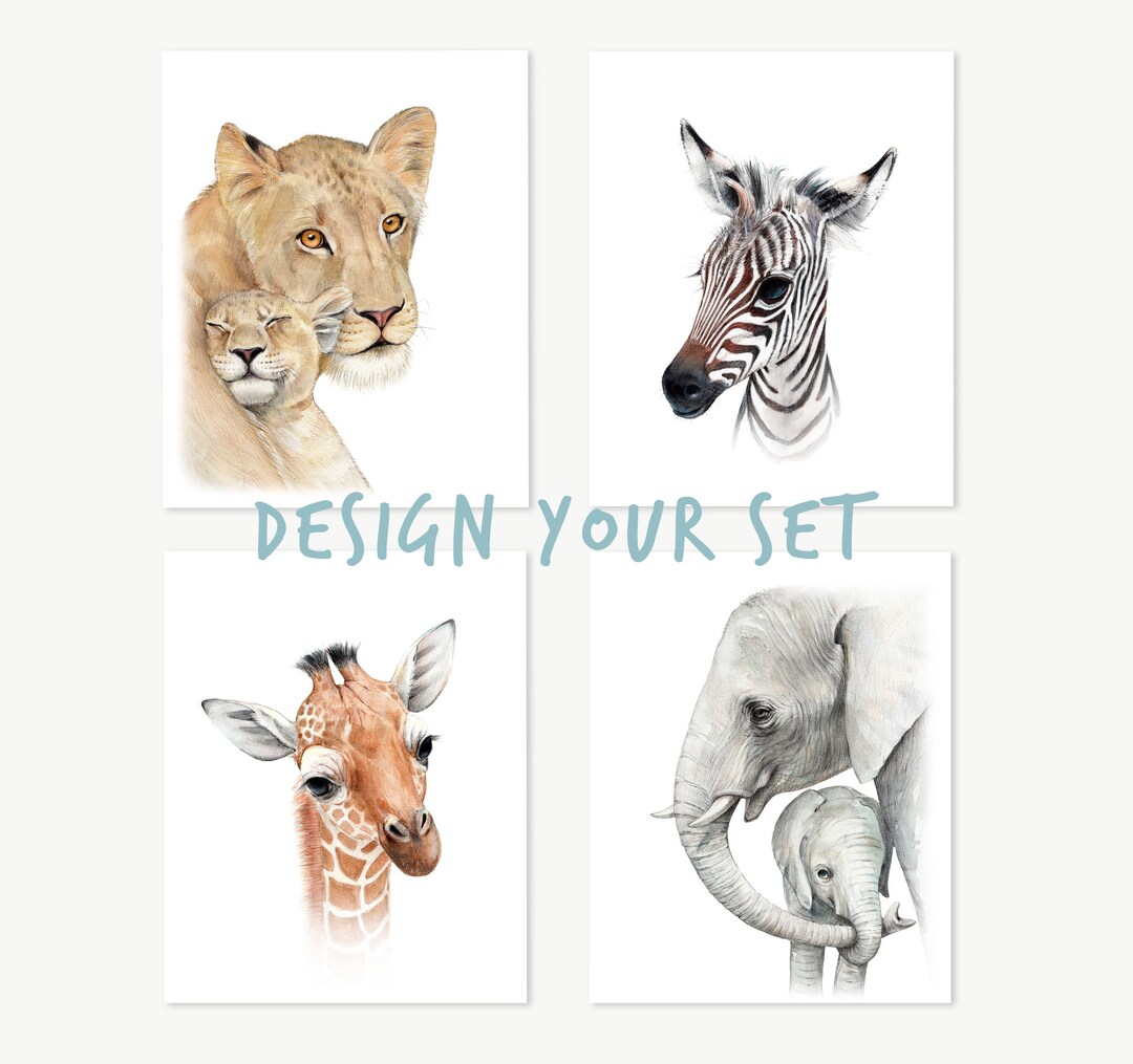 Baby Animal Art Prints Nursery Wall Art Set of 4 Painting Etsy