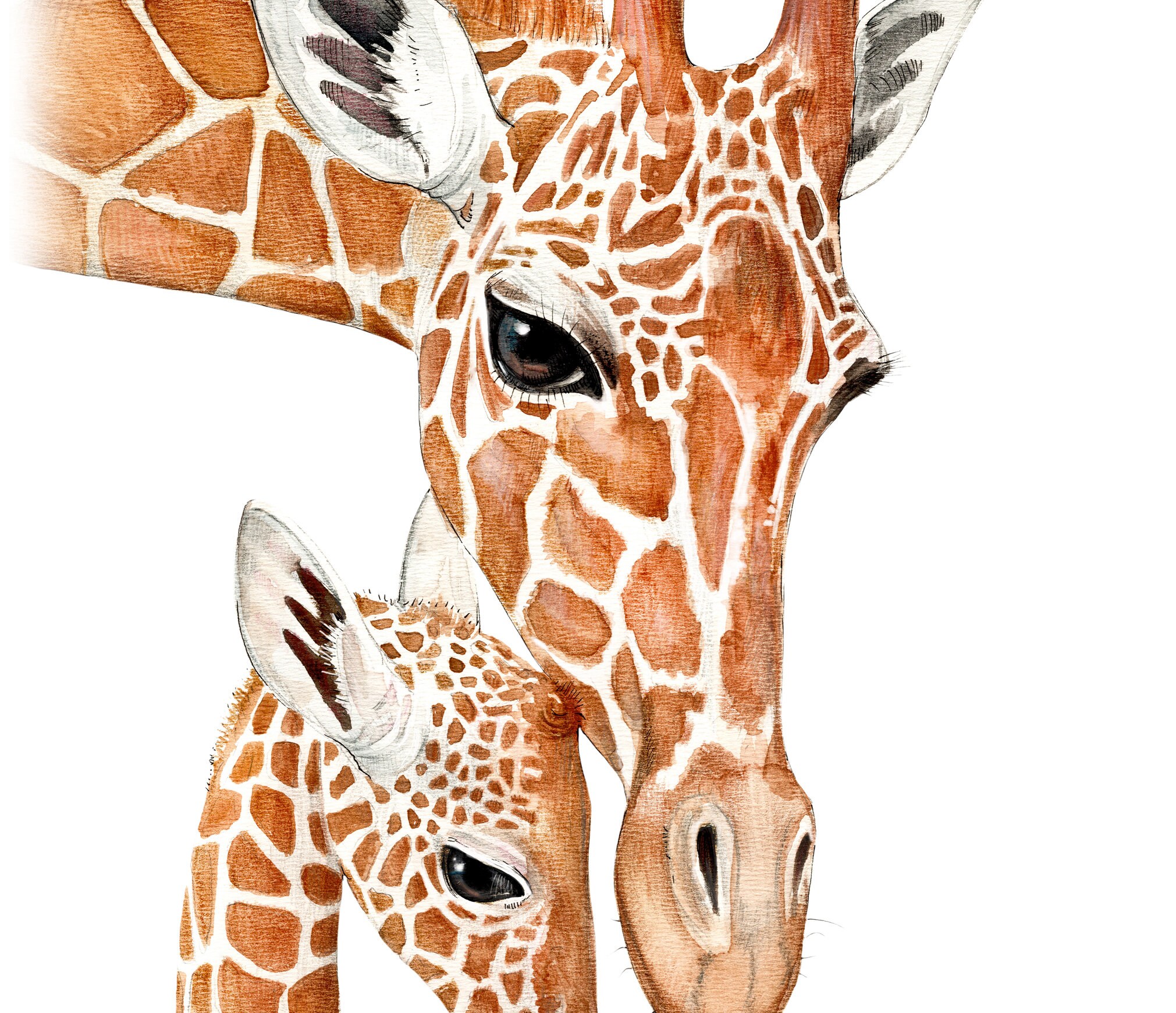 Giraffe Print Animal Mom and Baby Safari Nursery Wall Art - Etsy