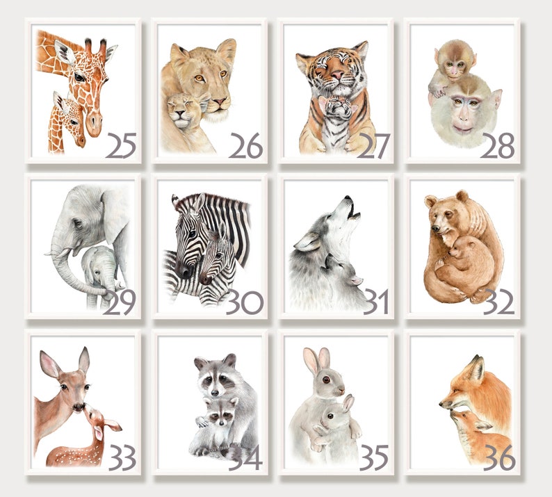 Baby Animal Art Prints Nursery Wall Art Set of 4 Painting - Etsy