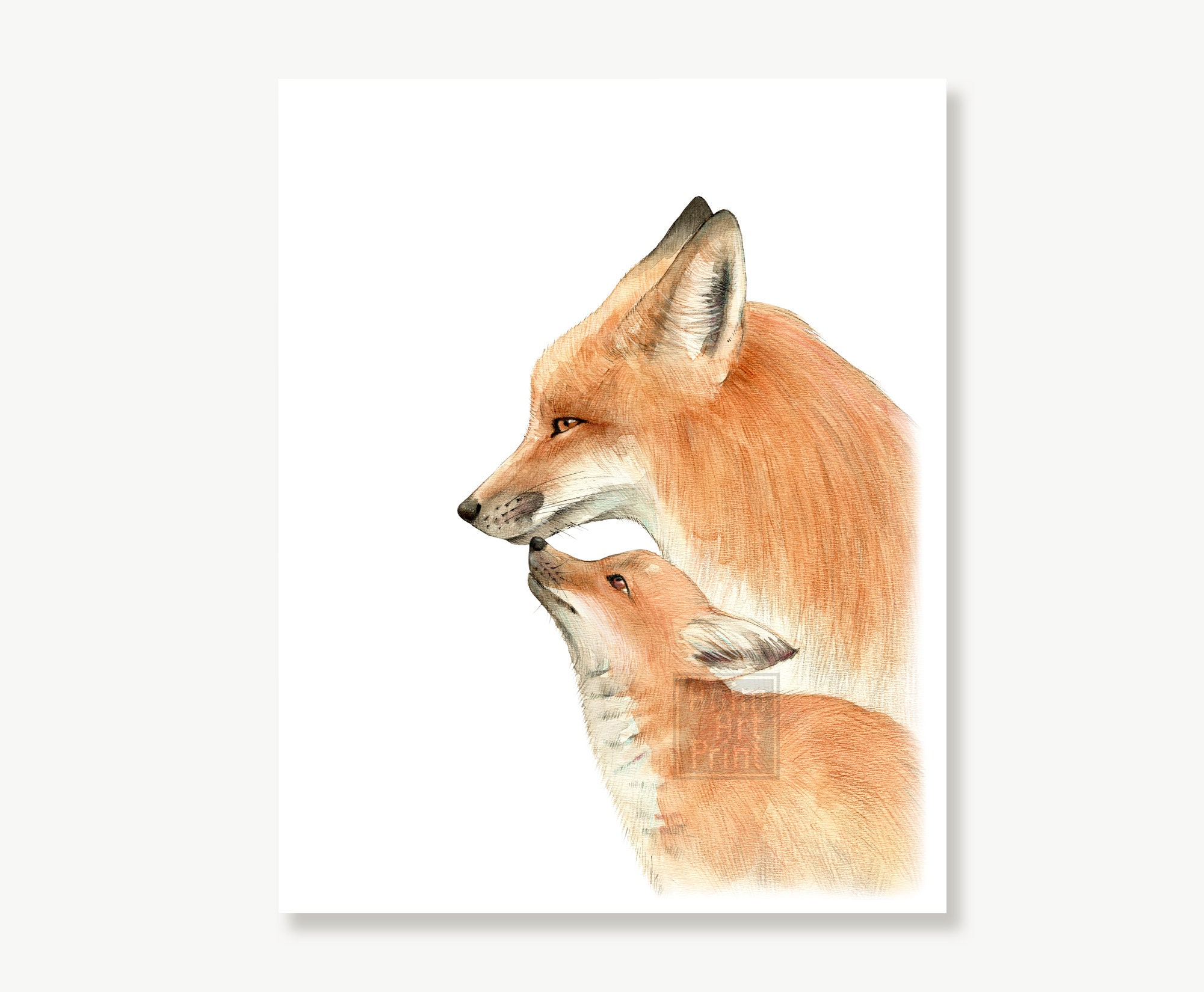 fox card watercolor fox in den fox greeting card colorful art baby fox