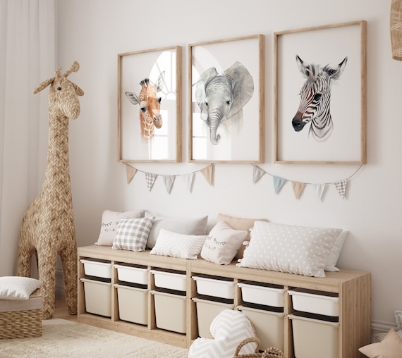 Animal Prints for Nursery, Set of 2, 3, 4, 6 Wall Art, Safari