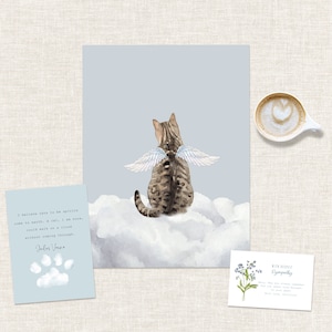 Cat Loss Print, Personalized Cat Loss Gift, Custom Cat Portrait Painting, Sympathy Card & Poem, Sorry For Your Loss Cat, Pet Memorial Gift
