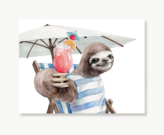 Sloth on the Beach Funny Animal Print Sloth Painting Summer - Etsy Canada Sloth on the Beach Funny Animal Print Sloth Painting Summer - Etsy Canada