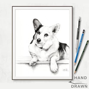 Handgezeichnetes Haustierportrait, individuelles Haustierportrait, Hundeportrait, Bleistiftzeichnung vom Bild, personalisiertes Geschenk für Hundemama, realistische Skizze