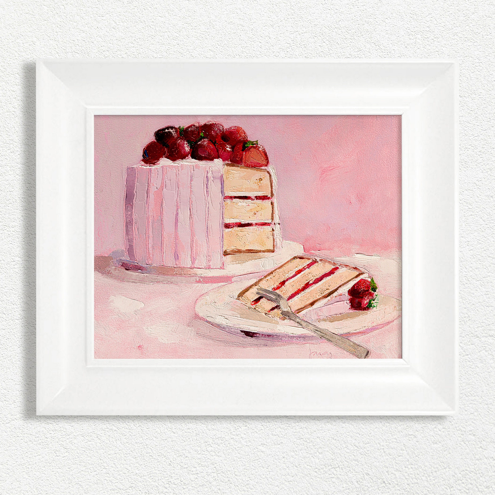 油絵 絵画 【ショートケーキ】 油絵 ミニ絵画 【ショートケーキ】 | Pay ID