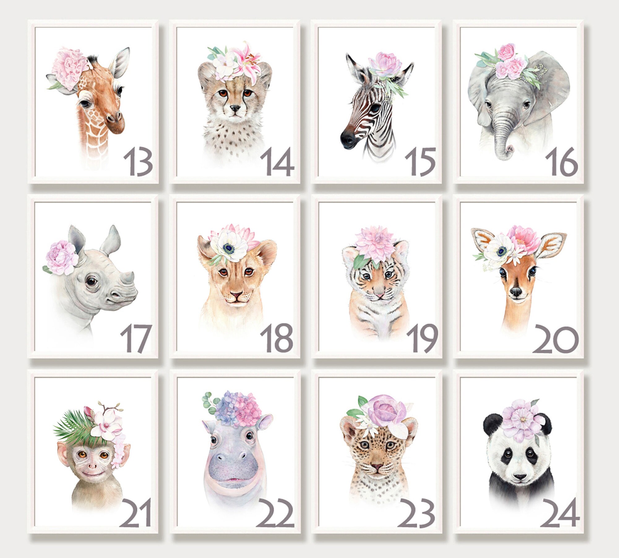 Baby Animal Art Prints Nursery Wall Art Set of 4 Painting | Etsy