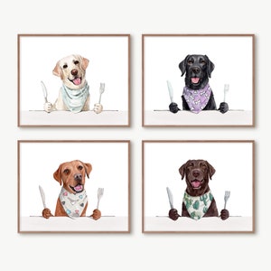 Labrador Retriever, Dog with Fork & Knife, Funny Kitchen Sign, Personalized Print, Animals Eating, Dog Kitchen Décor, Funny Kitchen Wall Art